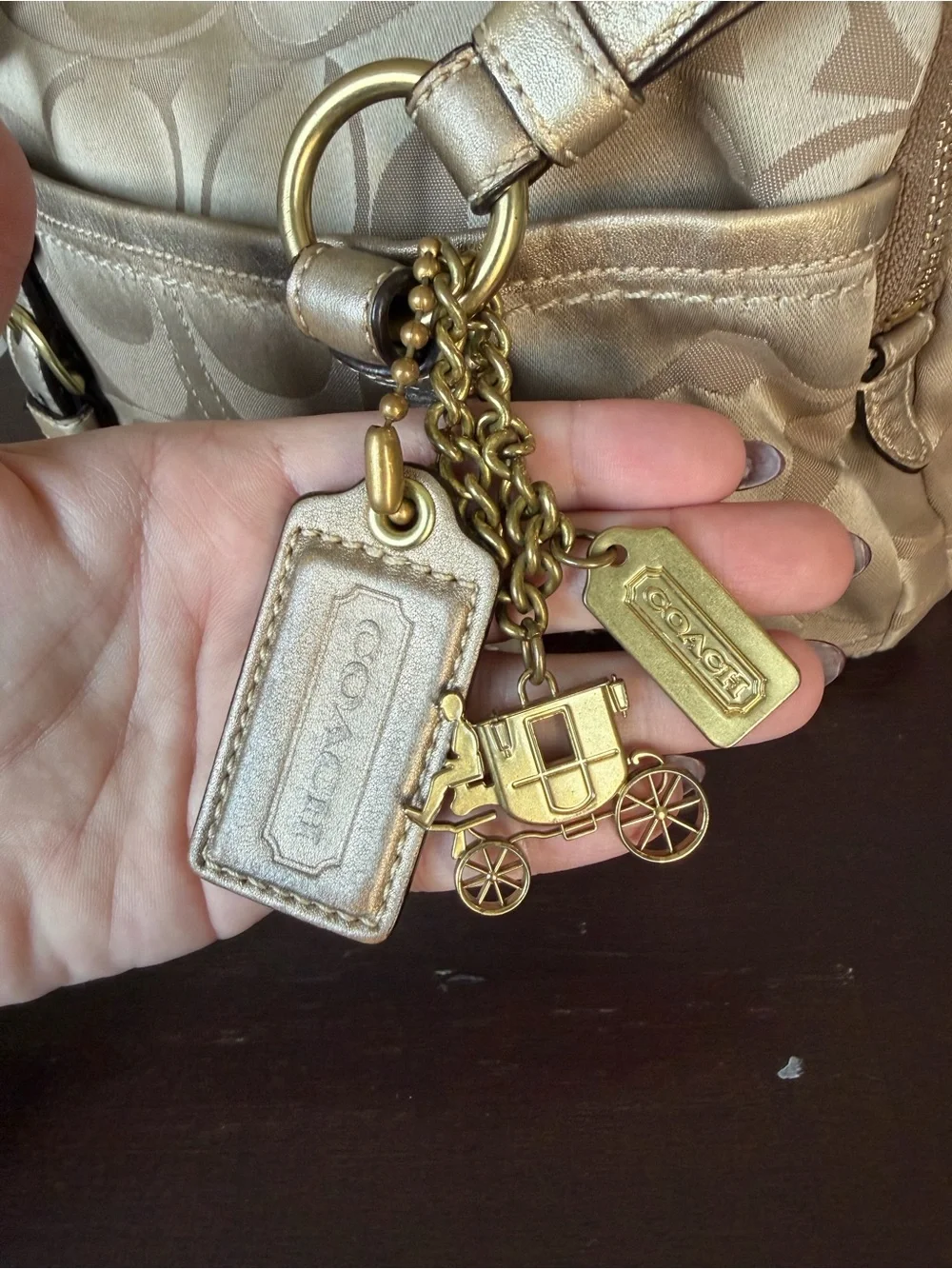 Coach Y2K Sig Bonnie Satchel in Champagne/Gold
